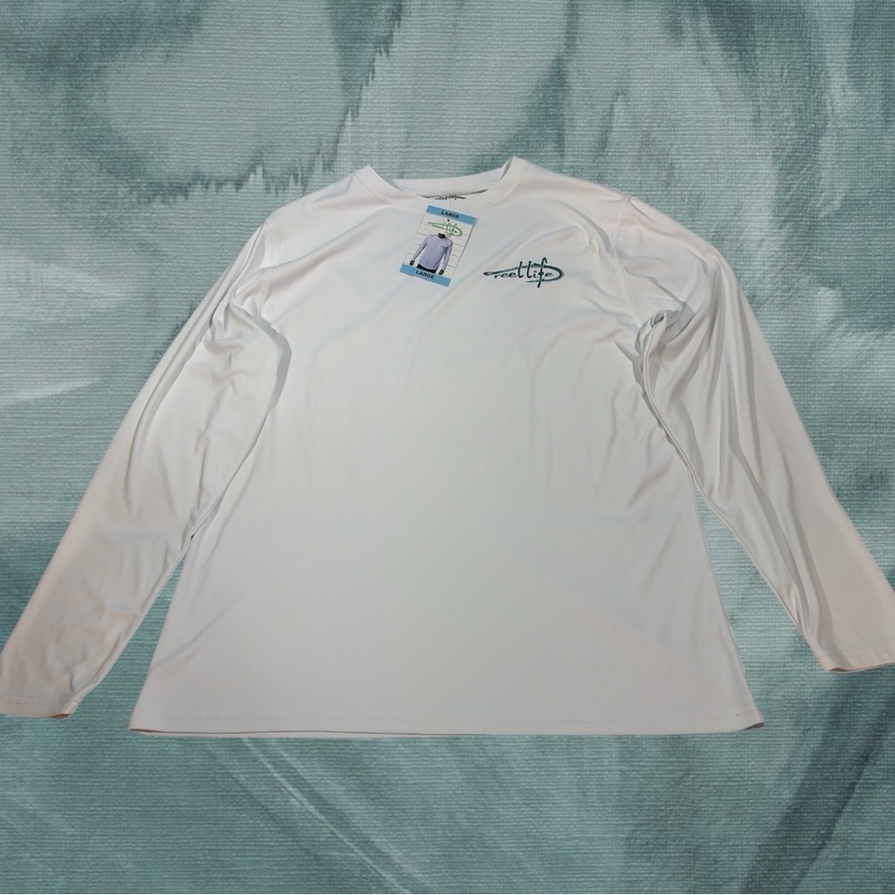 Reel Life Mens Large Long Sleeve Fishing Casual T Shirt White